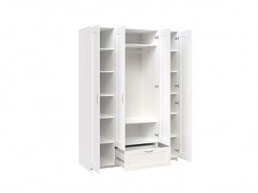 Шкаф СИРИУС четырехдверный с одним выдвижным ящиком и зеркалом, цвет Белый в Асбесте - asbest.mebel-74.com | фото