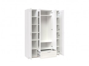 Шкаф СИРИУС четырёхдверный белый с одним выдвижным ящиком и двумя зеркалами в Асбесте - asbest.mebel-74.com | фото