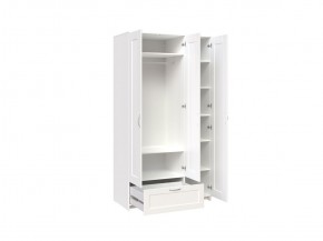 Шкаф СИРИУС трёхдверный белый с одним выдвижным ящиком и зеркалом в Асбесте - asbest.mebel-74.com | фото