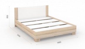 Спальня Аврора Кровать 160 со встроенным основанием под матрас Дуб сонома/Белый в Асбесте - asbest.mebel-74.com | фото