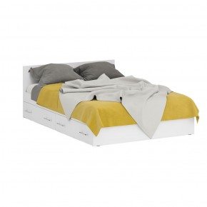 Стандарт Кровать с ящиками 1400, цвет белый, ШхГхВ 143,5х203,5х70 см., сп.м. 1400х2000 мм., без матраса, основание есть в Асбесте - asbest.mebel-74.com | фото