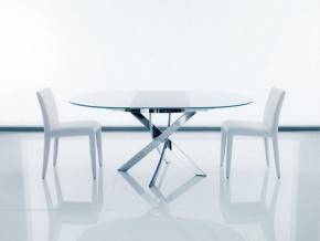 Стол BARONE (01.92) G093 хром/С150 э-бел. гл. стекло, L021алюм.вставка в Асбесте - asbest.mebel-74.com | фото