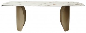Стол BRONTE 220 KL-188 Контрастный мрамор матовый, итальянская керамика/ Шампань, ®DISAUR в Асбесте - asbest.mebel-74.com | фото