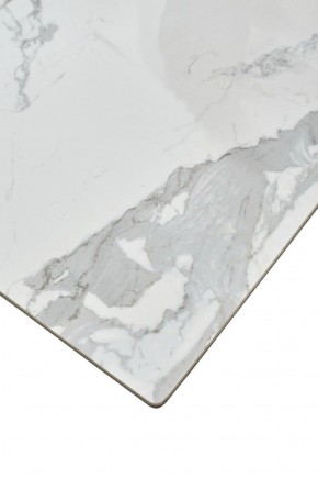Стол CREMONA 140 HIGH GLOSS STATUARIO Белый мрамор глянцевый, керамика/ белый каркас, ®DISAUR в Асбесте - asbest.mebel-74.com | фото