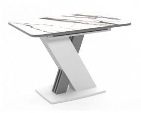 Стол раздвижной Неаполь В1 (Мрамор белый/Белый-металлик) в Асбесте - asbest.mebel-74.com | фото